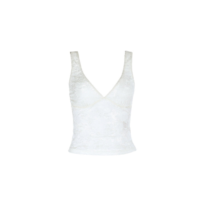 Damen Spitzencamisole mit tiefem V-Ausschnitt und enganliegendem Schnitt Drune