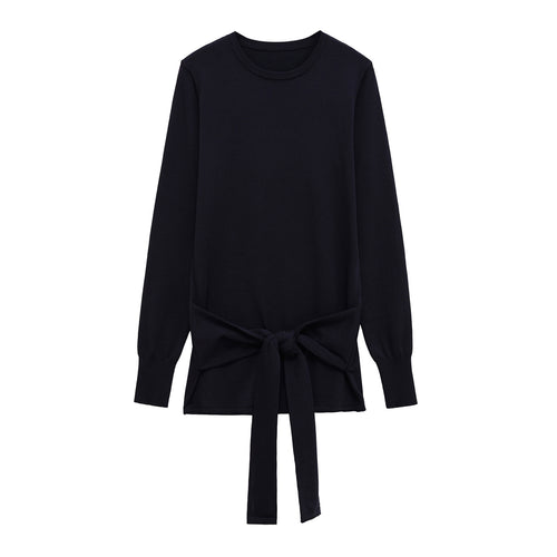 Damen lässiges Langarmshirt mit seitlichem Knotendetail Drune