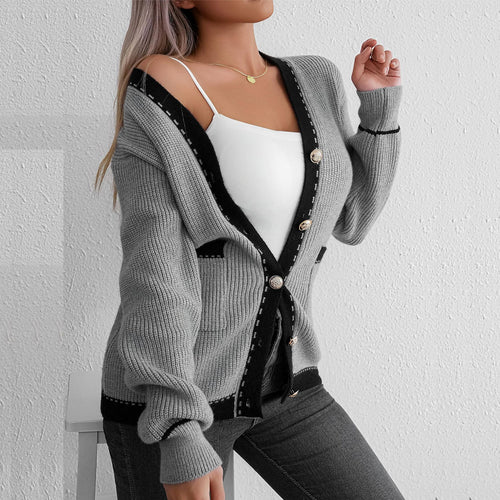 Damen Strickjacke mit dekorativen Knöpfen und feinem Strukturdesign Drune