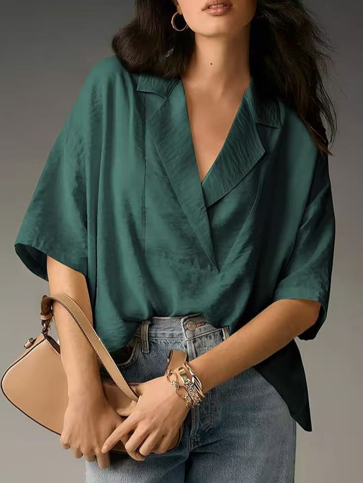 Damen lässige Seidenbluse mit schickem Schnitt Drune