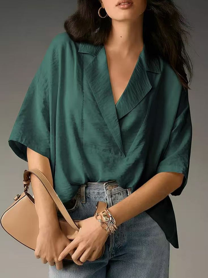 Damen lässige Seidenbluse mit schickem Schnitt Drune