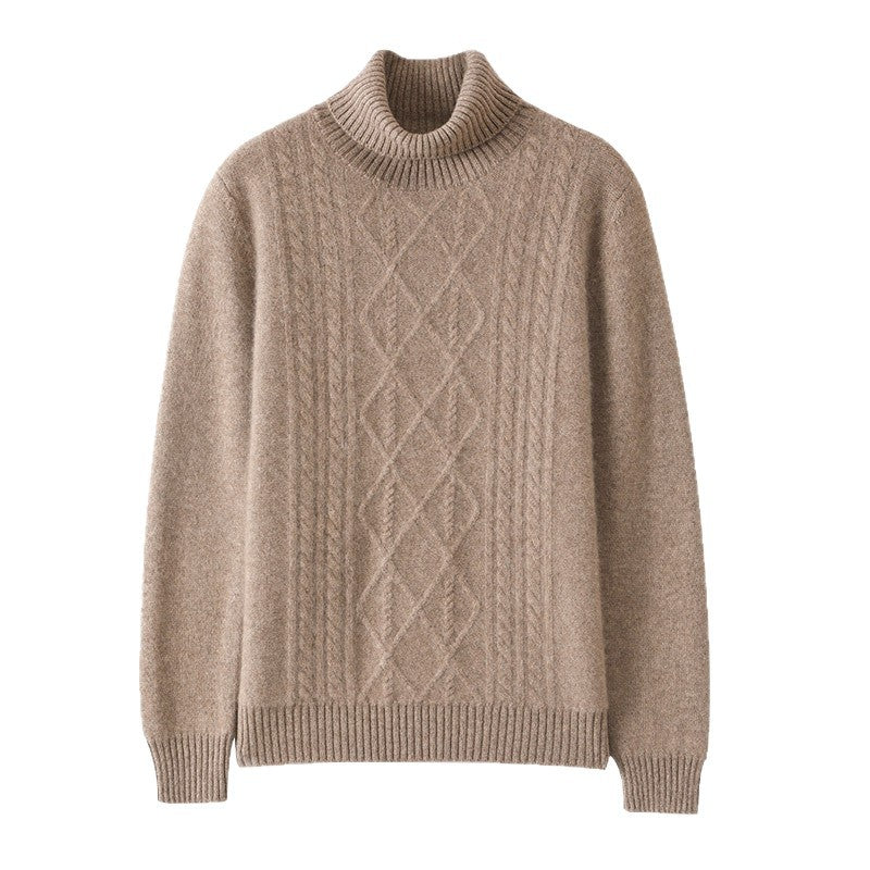 Damen Strickpullover mit hoch geschlossenem Kragen und Zopfmuster Drune