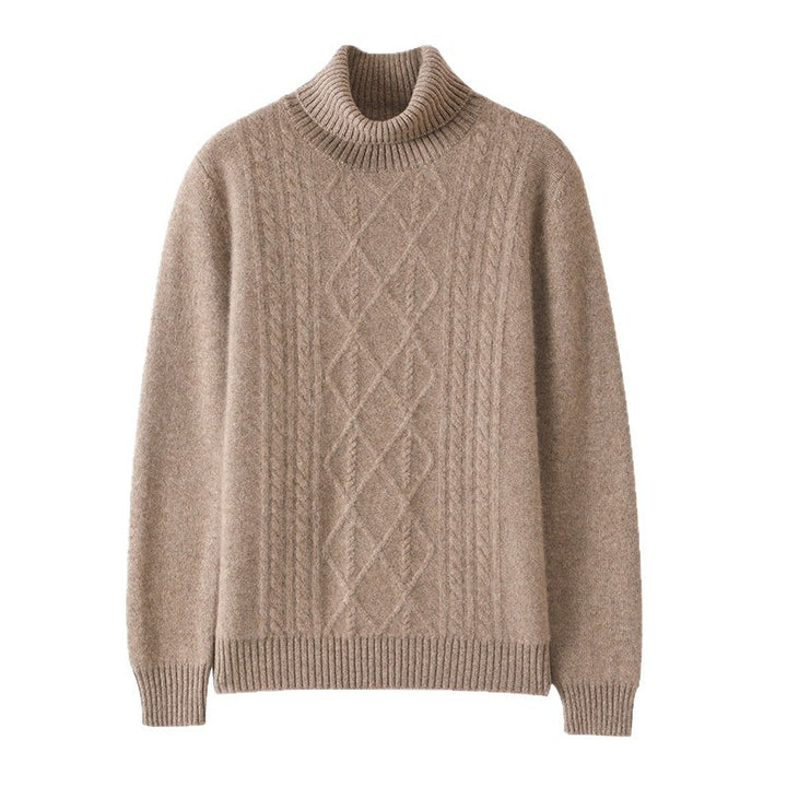 Damen Strickpullover mit hoch geschlossenem Kragen und Zopfmuster Drune