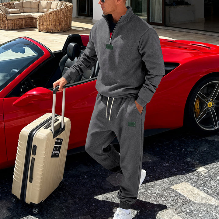 Herren nan komfortables Halbzip-Sweatset mit tapered Jogginghose und elastischem Tunnelzug Drune