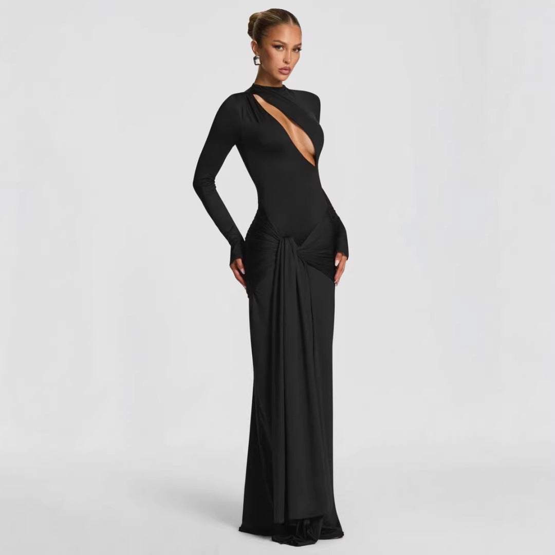 Damen Modisches Maxikleid mit asymmetrischem Ausschnitt Drune