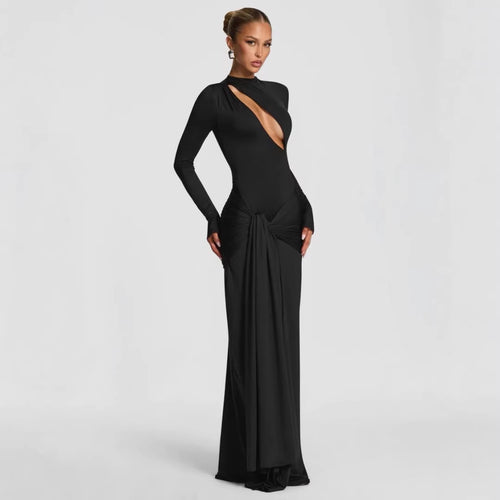 Damen Modisches Maxikleid mit asymmetrischem Ausschnitt Drune