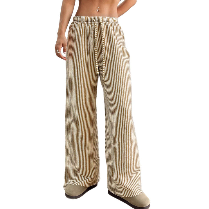 Damen lässige hohe Bundhose mit gestreiftem Design Drune