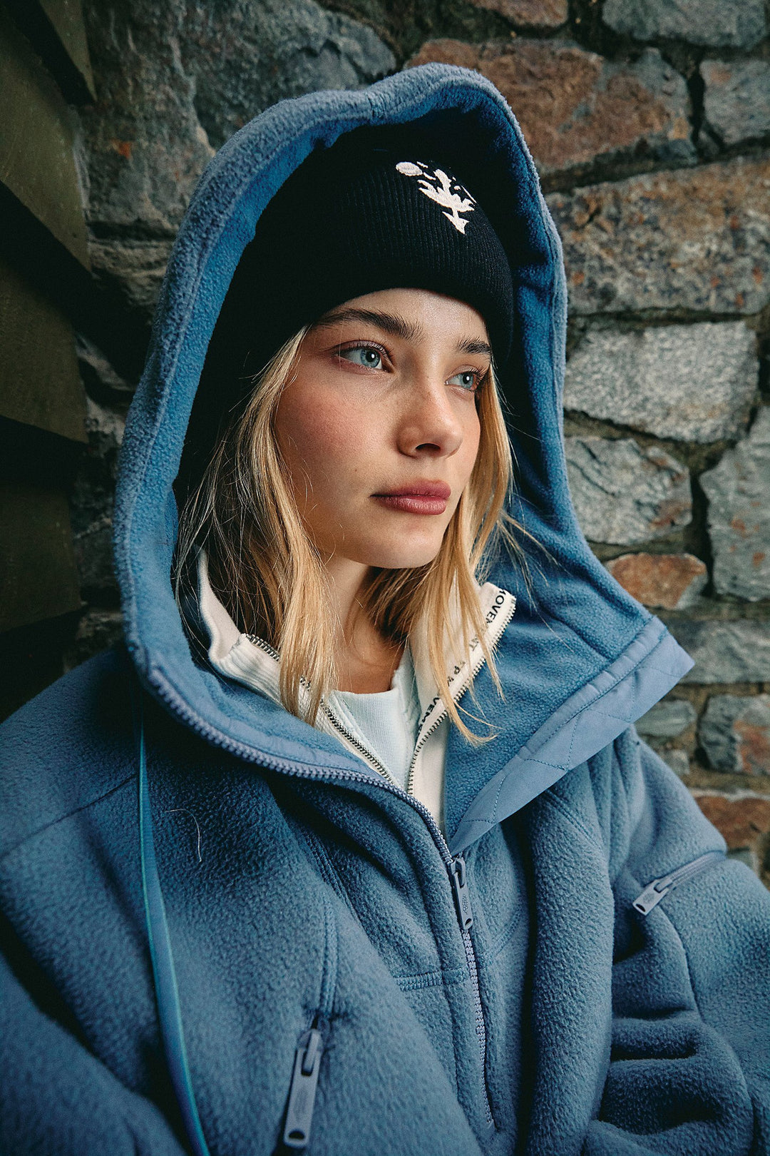 Damen Trendige Fleecejacke mit oversized Kragen Drune