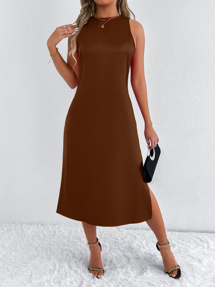 Damen Maxikleid mit tiefem Schlitz und schickem Racerback Drune