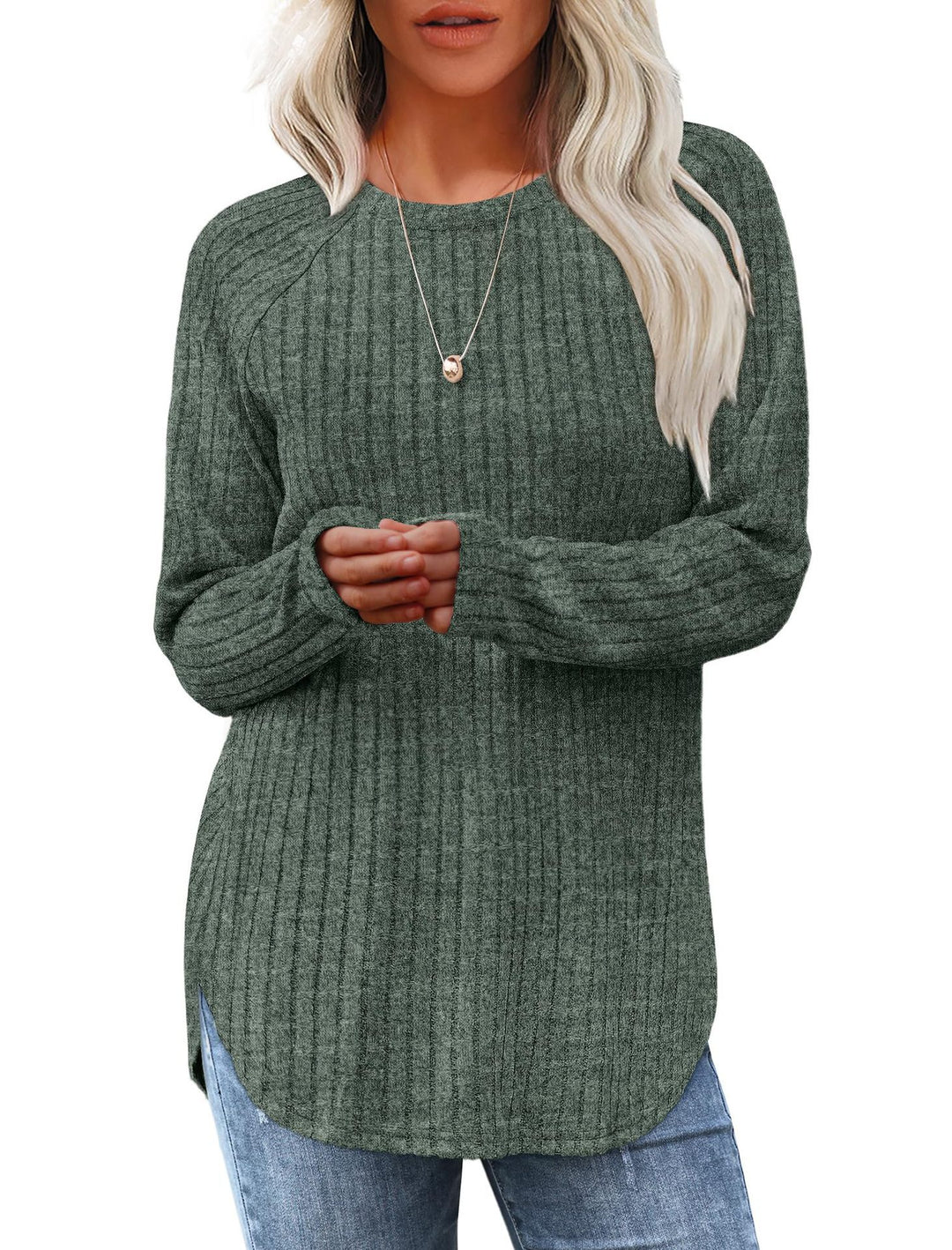 Damen Oversized Pullover mit Rippstruktur und lässigem Schnitt Drune