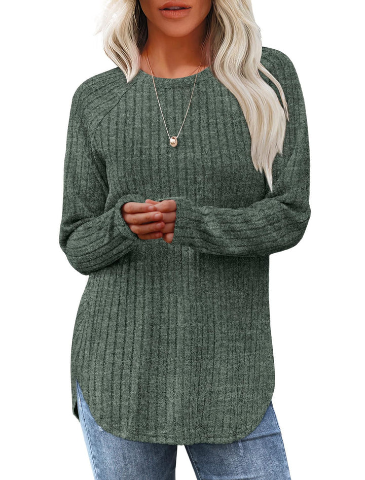 Damen Oversized Pullover mit Rippstruktur und lässigem Schnitt Drune
