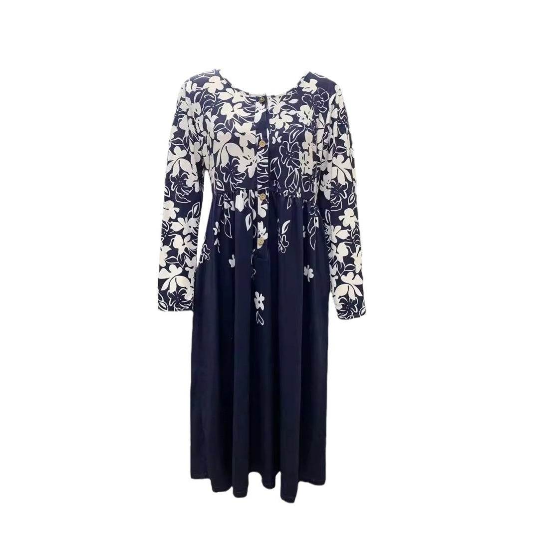 Damen Fließendes Midikleid mit floralem Musterdruck und praktischen Taschen Drune