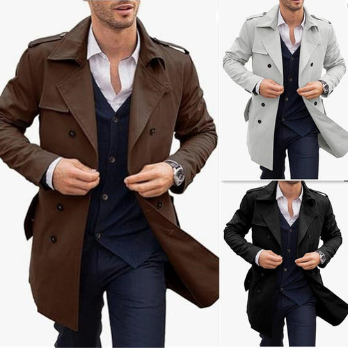 Herren leichter Trenchcoat mit modernem Design und stylischem Stehkragen Drune