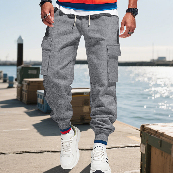Herren Cargohose mit seitlichen Taschen und elastischem Bund Drune