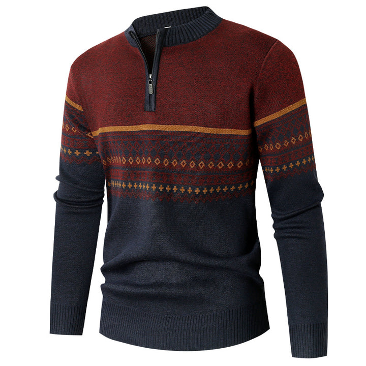 Herren Pullover mit modernem Reißverschluss und geometrischem Muster Drune