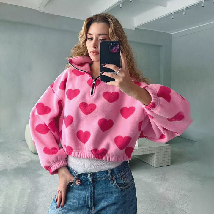 Damen Crop-Pullover mit Wolkenmuster Drune