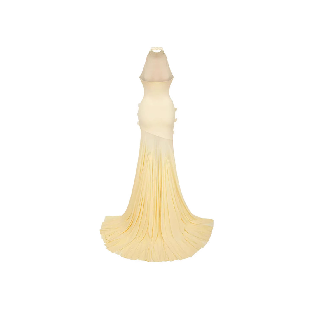 Damen Elegantes Maxikleid mit fließender Drapierung Drune