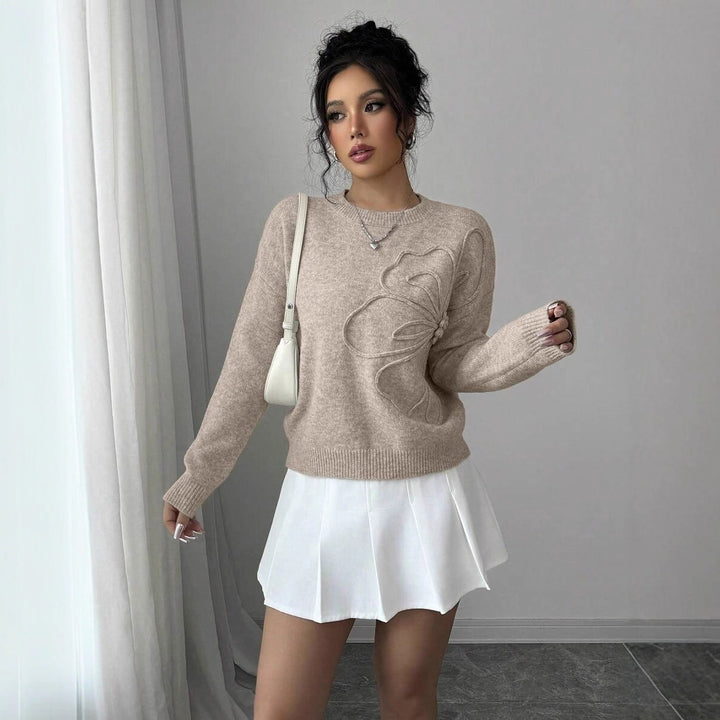 Damen Strickpullover mit einzigartigem floralem Design Drune