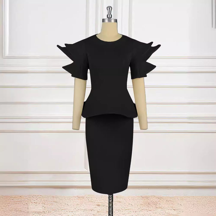 Damen figurbetontes Kleid mit voluminösen Ärmeln Drune