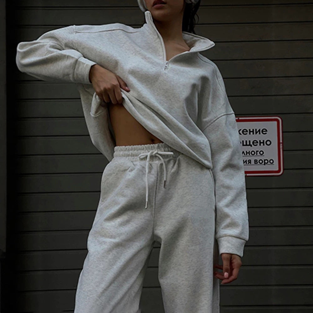 Damen nan lässige Sweatpants mit hohem Komfortbund, innen angerautem Fleece, Kordelzug und tiefen Seitentaschen Drune