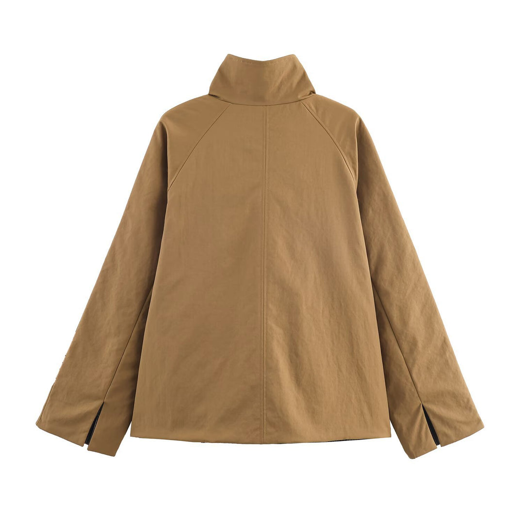 Damen elegante Übergangsjacke mit dekorativen Knöpfen und modernem Stehkragen Drune