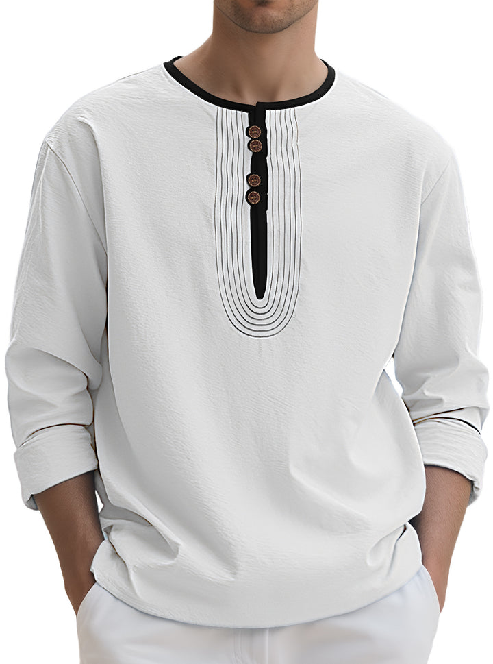 Herren Langarmshirt mit stylischem Knopfdesign Drune