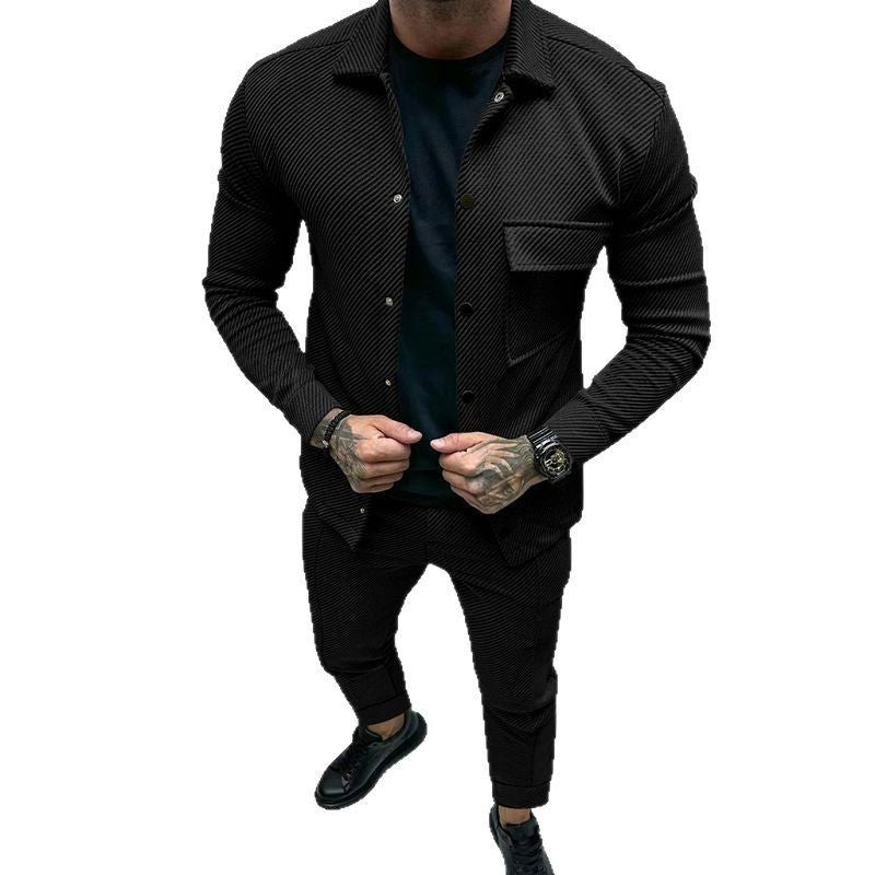 Herren elegantes Freizeitanzug mit modischem Streifenmuster Drune