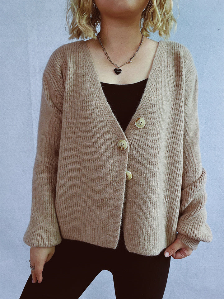 Damen lässiger Strickcardigan mit dekorativen Knopfdetails Drune