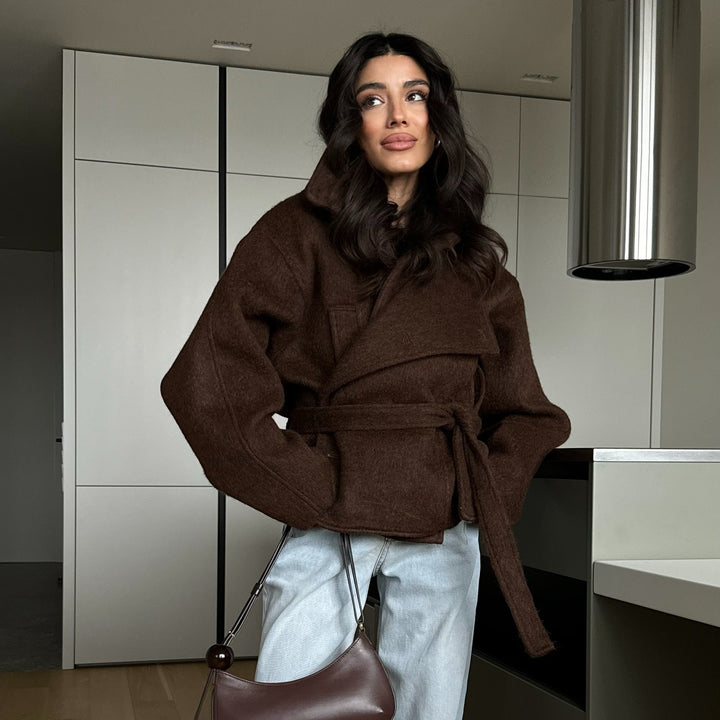 Damen Modische und warme Wickeljacke Drune
