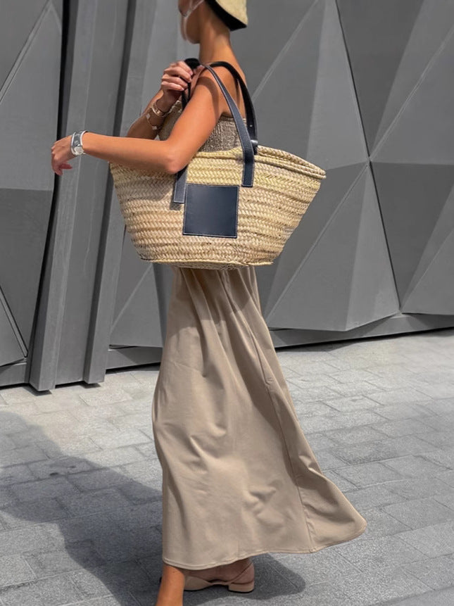 Damen Lange Boho-Strandkleid mit trägerlosem Design und raffiniertem Schnitt Drune