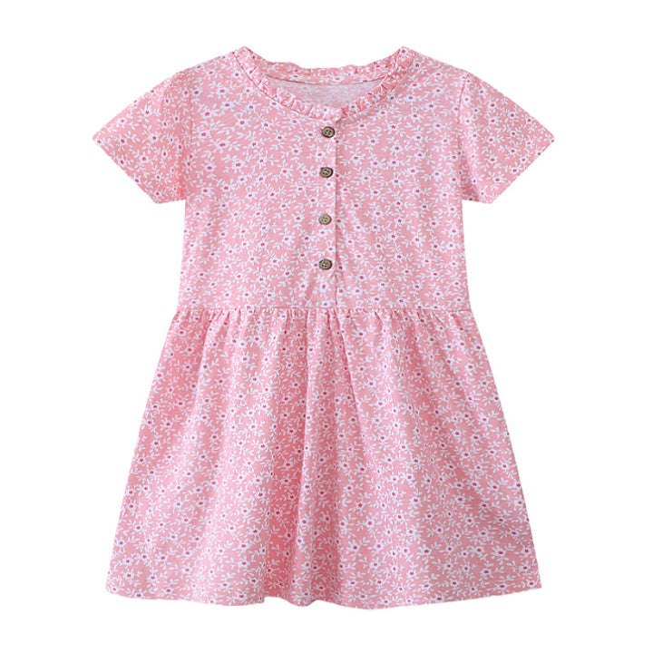 Mädchen Freizeitkleid mit floralem Design und Knopfdetails Drune