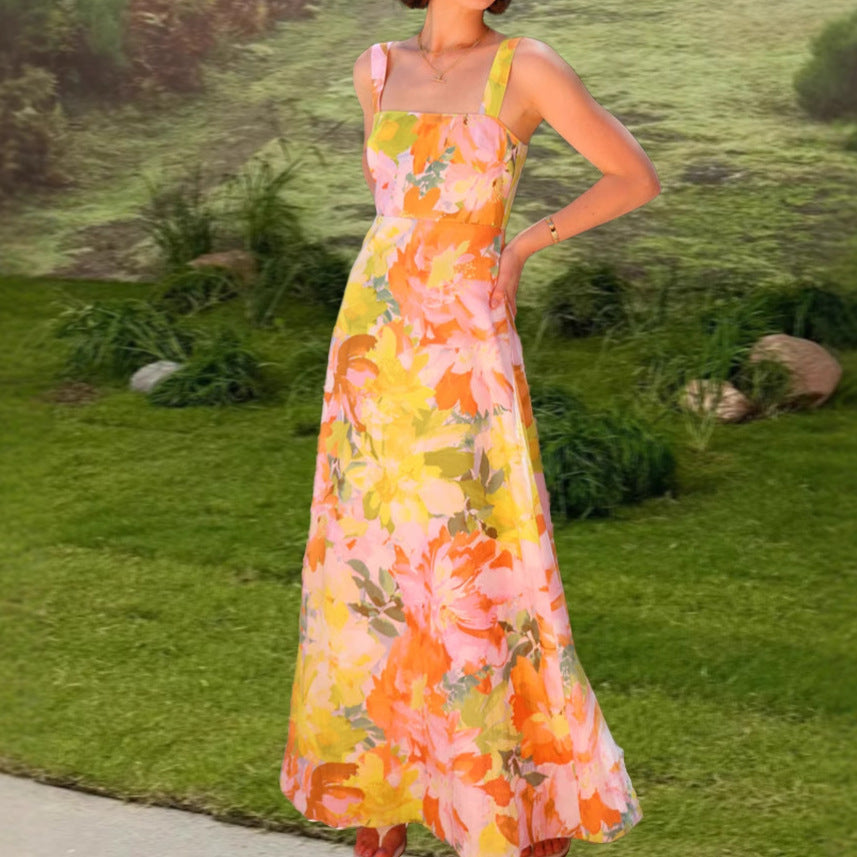 Damen Maxikleid mit floralen Mustern Drune
