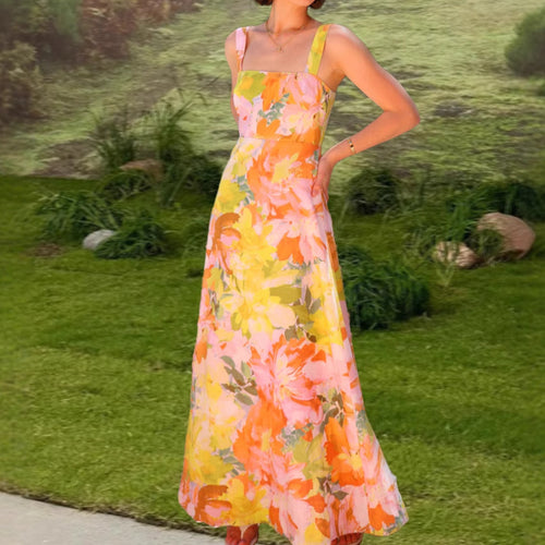 Damen Maxikleid mit floralen Mustern Drune