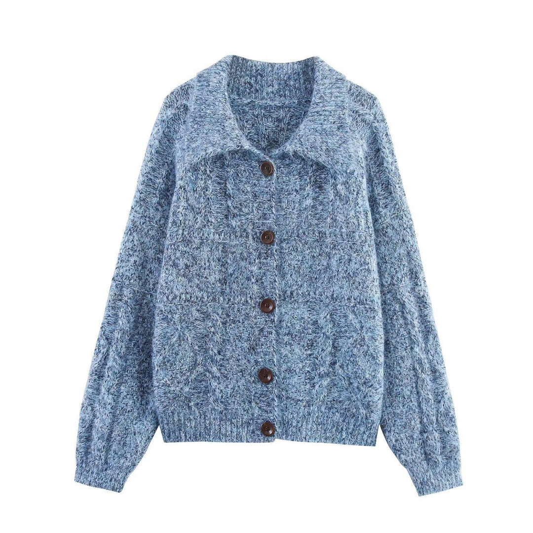 Damen Strickjacke mit weichem Stoff und großen Knöpfen Drune