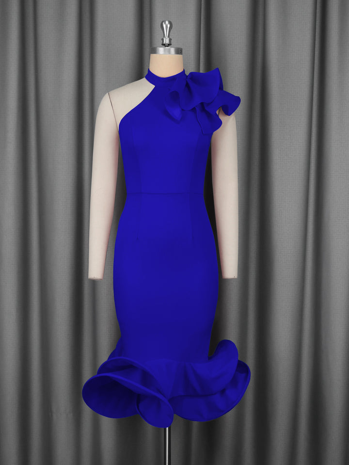 Damen Elegantes Abendkleid mit asymmetrischem Design und voluminösem Rüschenakzent Drune