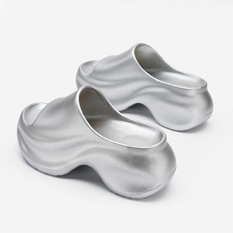 Femme Stilvolle Offene Zehen Clogs mit Einzigartigem Skulptiertes Design Drune
