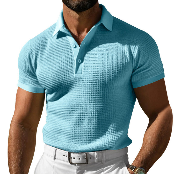 Herren nan Poloshirt mit Strukturstrick und schmalem Schnitt Drune