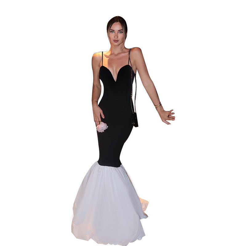 Damen Luxuslangkleid mit trägerlosem Design und voluminösem Röcken Drune