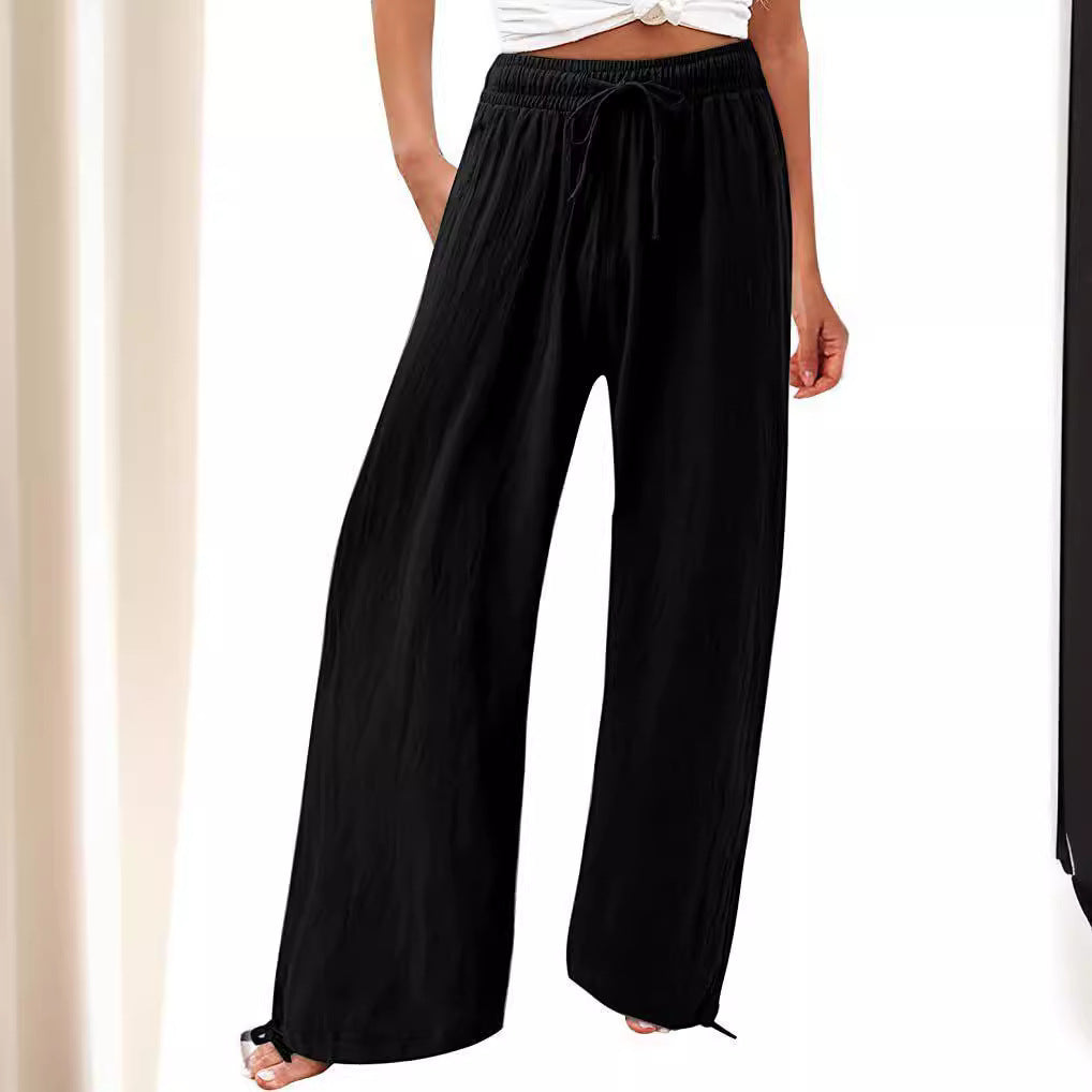 Damen Weite Sommerhose aus leichtem Material mit verstellbarem Bund Drune