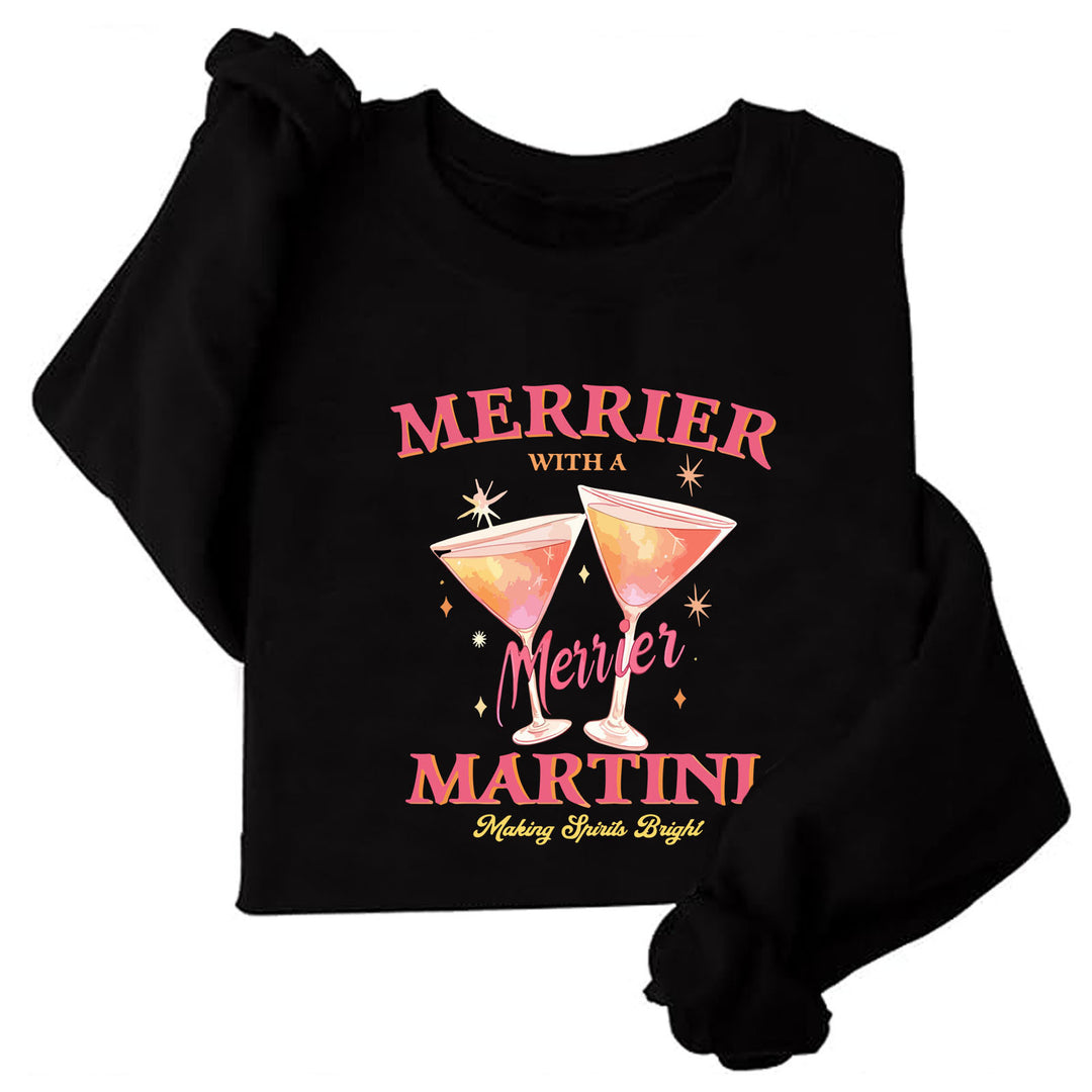 Damen Sweatshirt mit kreativem Cocktailmotiv und lässigem Schnitt Drune
