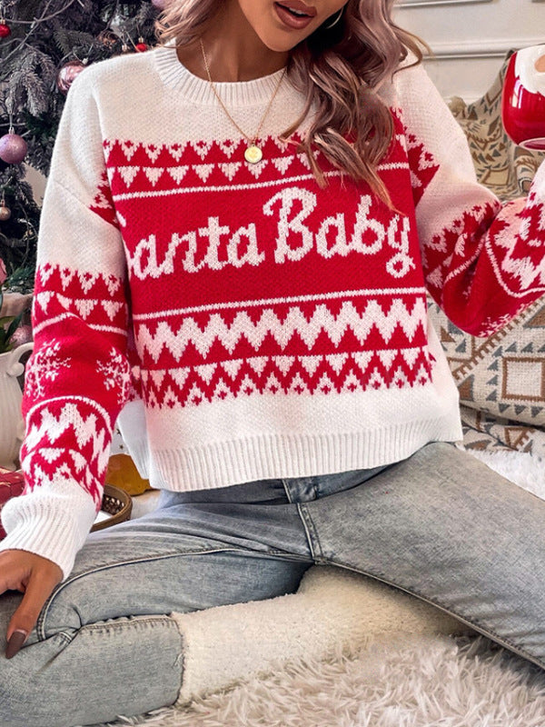 Damen Weihnachtspullover mit festlichem Motiv und strukturierter Oberfläche Drune