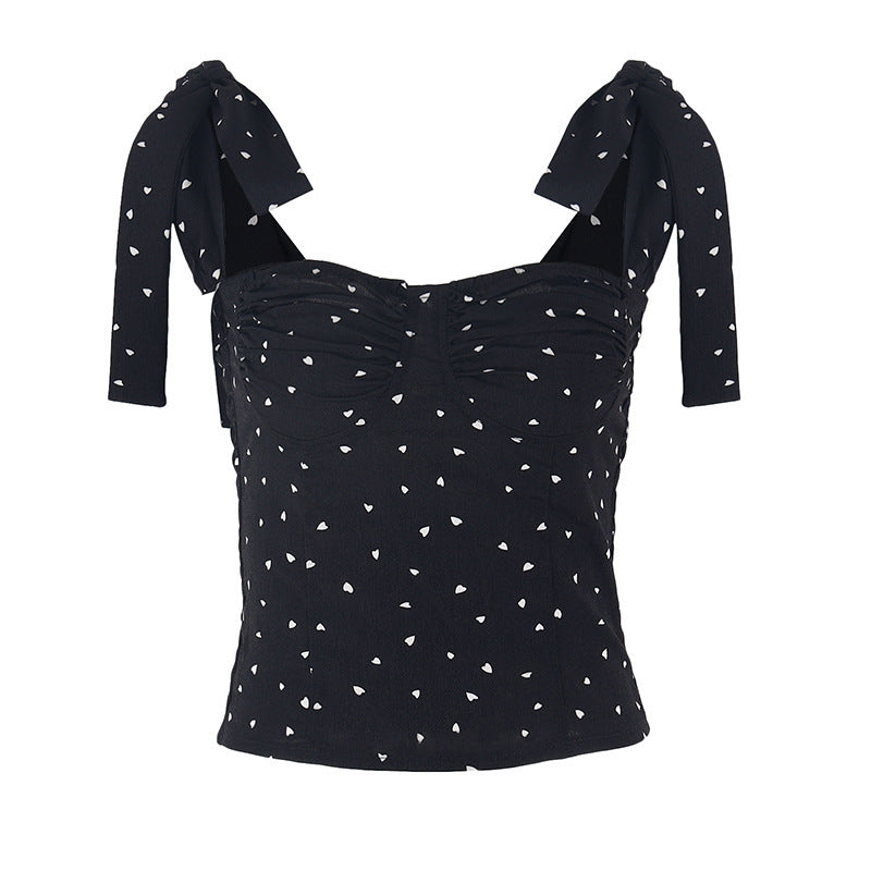 Damen Crop Top mit verspielten Schleifenärmeln und Raffung Drune
