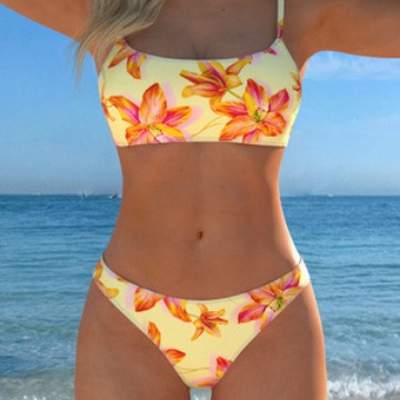 Damen Bikini-Set mit floralem Design und schmalen Trägern Drune