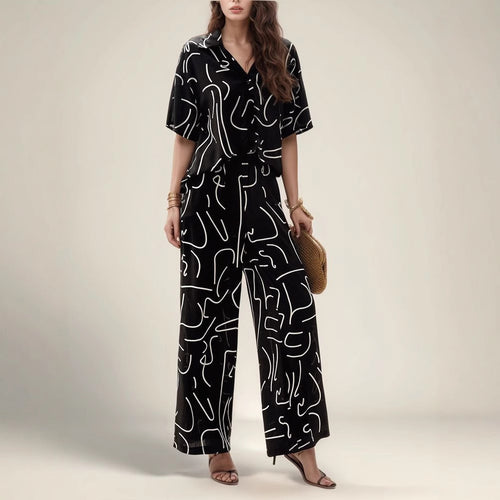 Damen Bequemer Jumpsuit mit modernem Grafikdesign Drune