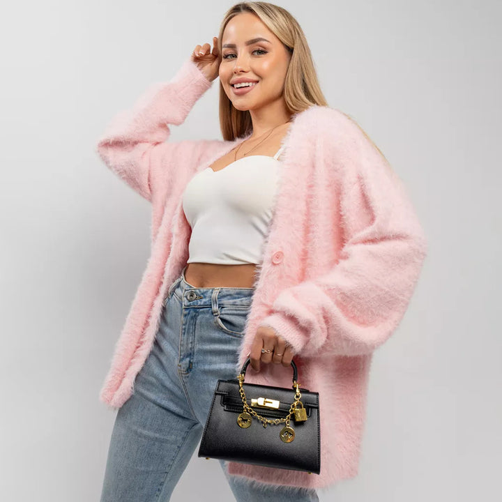 Damen Flauschige Strickjacke mit offenem Design und weichen Ärmeln Drune