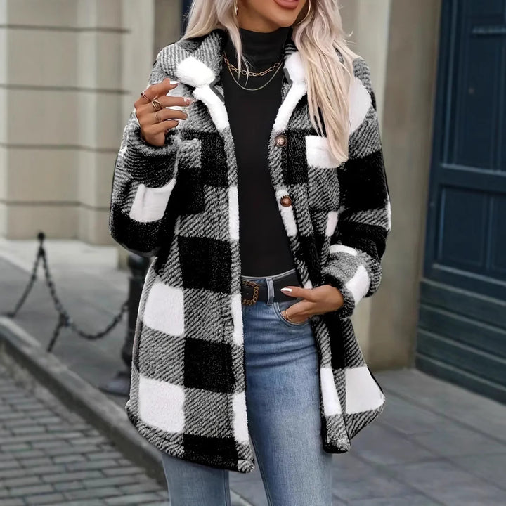 Damen Oversized Karofleecejacke Drune