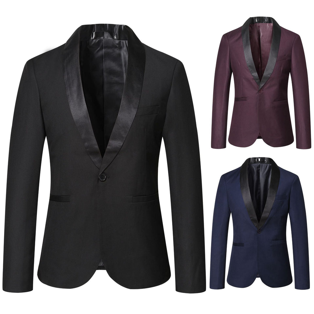 Herren eleganter Smoking-Blazer mit schickem Satinrevers Drune