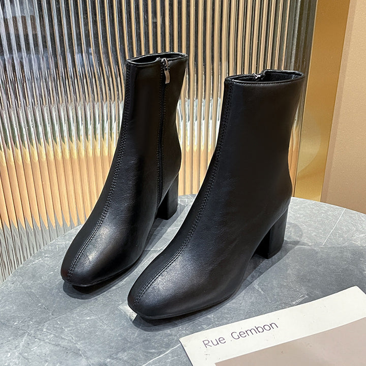 Damen Ankle Boots mit elegantem Blockabsatz und modischem Reißverschluss Drune