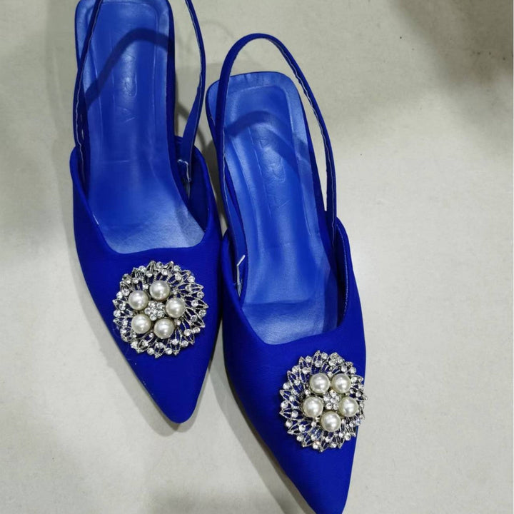 Damen Sling-Pumps mit eleganter Brosche Drune