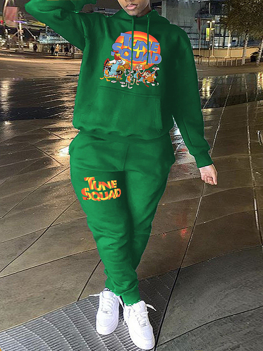 Damen Hoodie und Jogginghose Set mit auffälligem Tuneschrige-Design Drune
